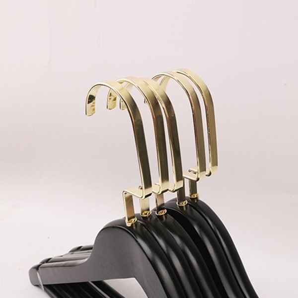 Black Wood Hanger With Golden Metal Hooks Wooden